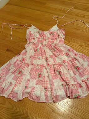 Altar'd State Pink Patchwork Floral Mini Dress